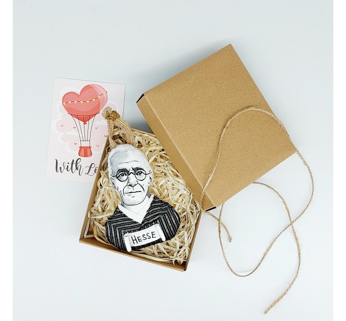 Hermann Hesse bag charm with Hand Embroidery, Reader Tote Bag accessories - Eco friendly gift, book club gift, Lovers Tote Bag