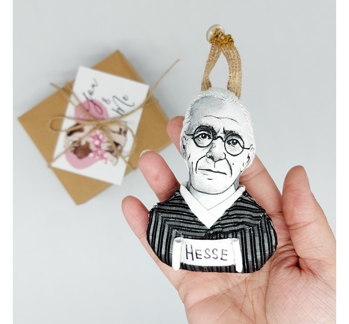 Hermann Hesse bag charm with Hand Embroidery, Reader Tote Bag accessories - Eco friendly gift, book club gift, Lovers Tote Bag