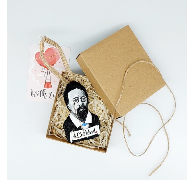 Anton Chekhov book bag accessories, bag charm with Hand Embroidery, literature jewelry - book lover present, writer gift - Reader Ornament