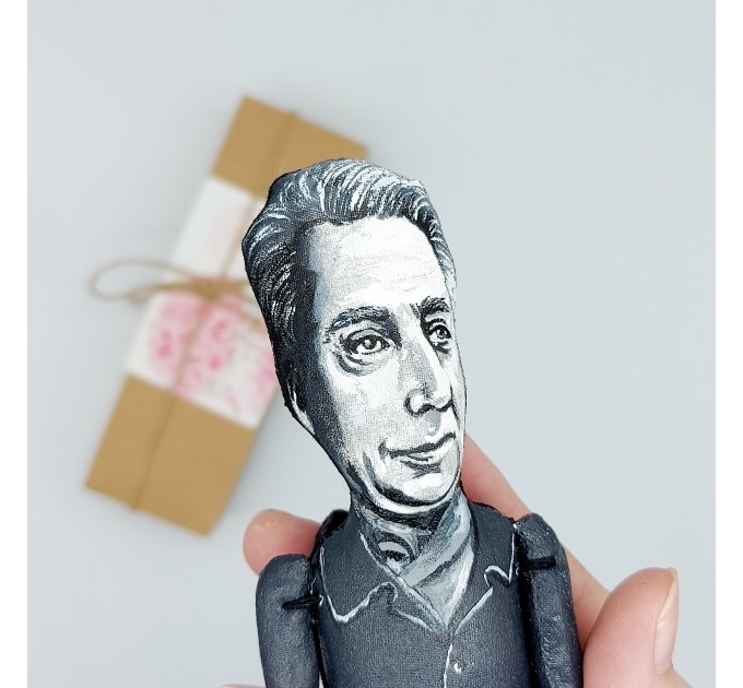 Famous French writer, philosopher - Writer Gift, library decorations, reader office art - collectible doll + Miniature Book