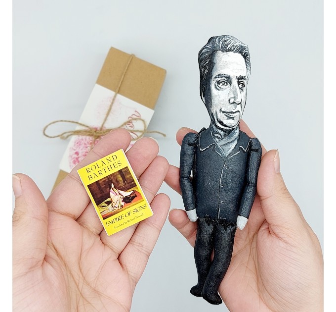 Famous French writer, philosopher - Writer Gift, library decorations, reader office art - collectible doll + Miniature Book