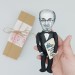 Salman Rushdie action figure handmade, British Indian novelist, essayist -  novel The Satanic Verses - Literary Gift for Readers & Writers - collectible figurine + Miniature Book