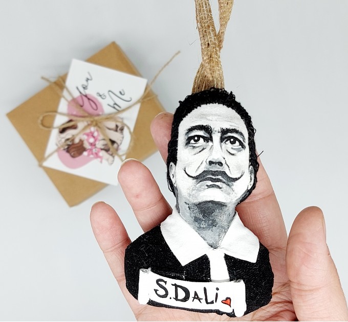 Salvador Dali ornament, Christmas tree toy hand painted - Art teacher gift!
