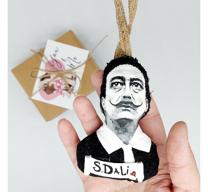 Salvador Dali ornament, Christmas tree toy hand painted - Art teacher gift!