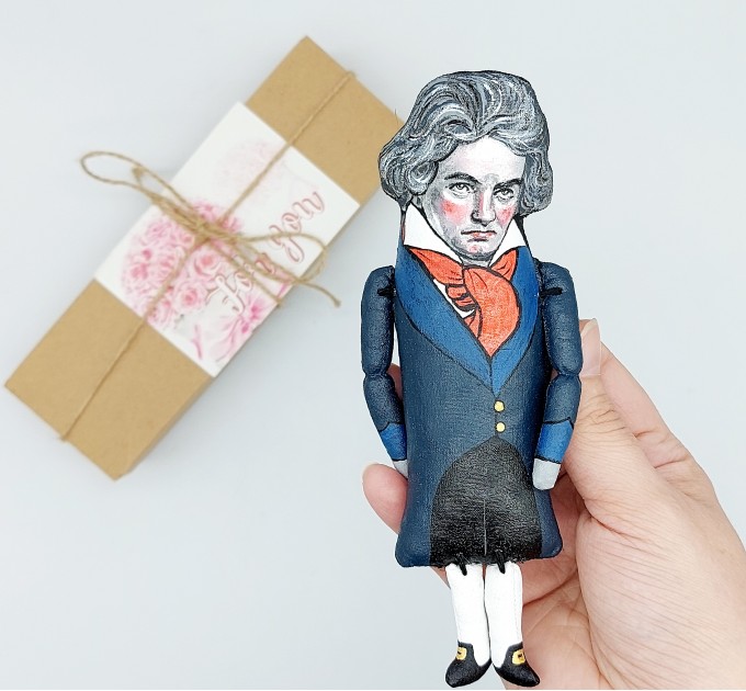 Ludwig van Beethoven musician action figure, German composer, pianist - classical music lover gift, music teacher gift - Collectible doll hand painted