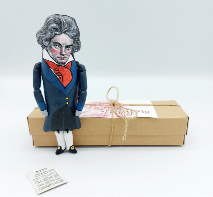 Ludwig van Beethoven musician action figure, German composer, pianist - classical music lover gift, music teacher gift - Collectible doll hand painted