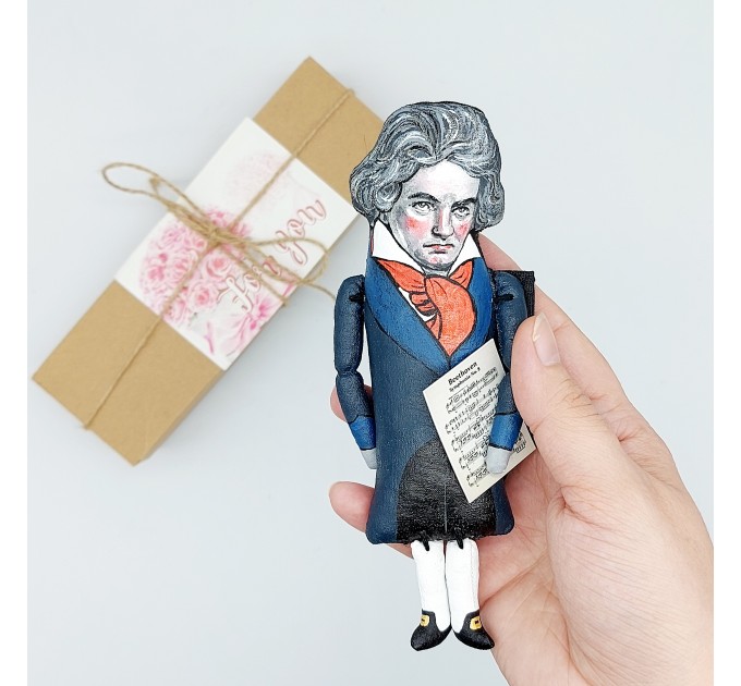 Ludwig van Beethoven musician action figure, German composer, pianist - classical music lover gift, music teacher gift - Collectible doll hand painted