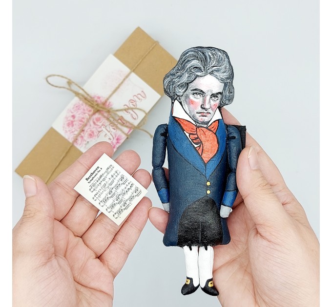 Ludwig van Beethoven musician action figure, German composer, pianist - classical music lover gift, music teacher gift - Collectible doll hand painted