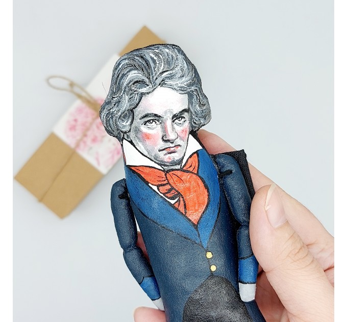 Ludwig van Beethoven musician action figure, German composer, pianist - classical music lover gift, music teacher gift - Collectible doll hand painted