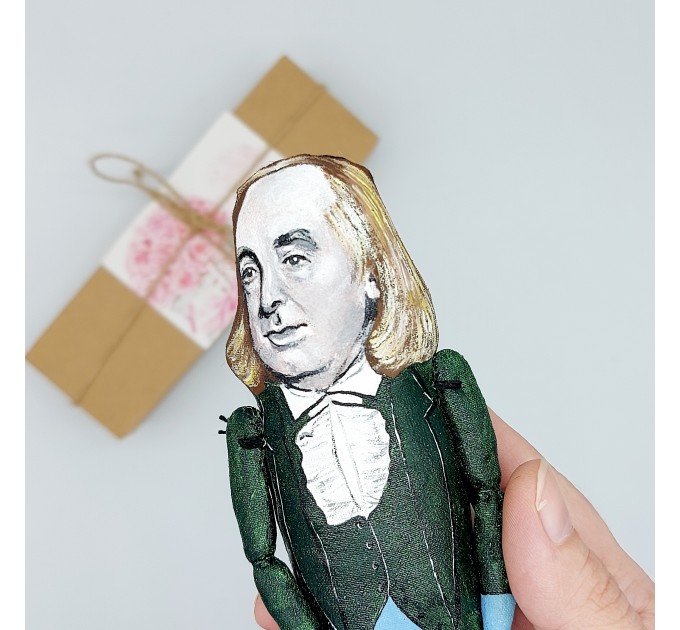 Jeremy Bentham action figure 1:12, English philosopher, jurist, social reformer, utilitarianism theory - book club gift, professor gift idea - collectible doll + Miniature Book