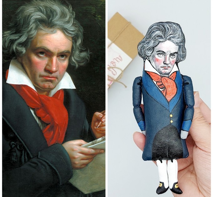 Ludwig van Beethoven musician action figure, German composer, pianist - classical music lover gift, music teacher gift - Collectible doll hand painted