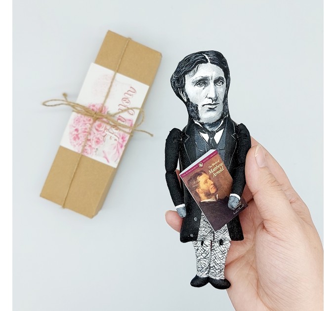 Matthew Arnold literary action figure 1 :12, English poet - Literary Gift for Readers & Writers, book club gift - collectible doll + Miniature Book