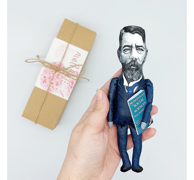 Max Weber action figure 1:12, German sociologist, historian - Gift for sociologist, history teacher gift - collectible doll + Miniature Book