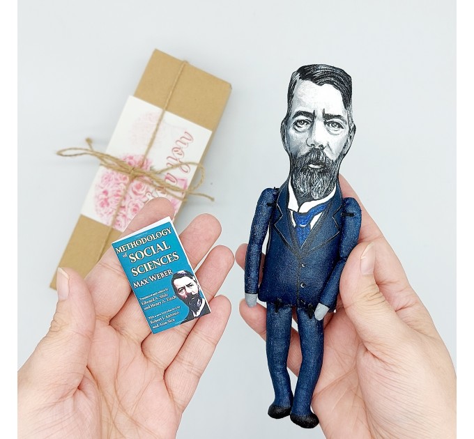 Max Weber action figure 1:12, German sociologist, historian - Gift for sociologist, history teacher gift - collectible doll + Miniature Book