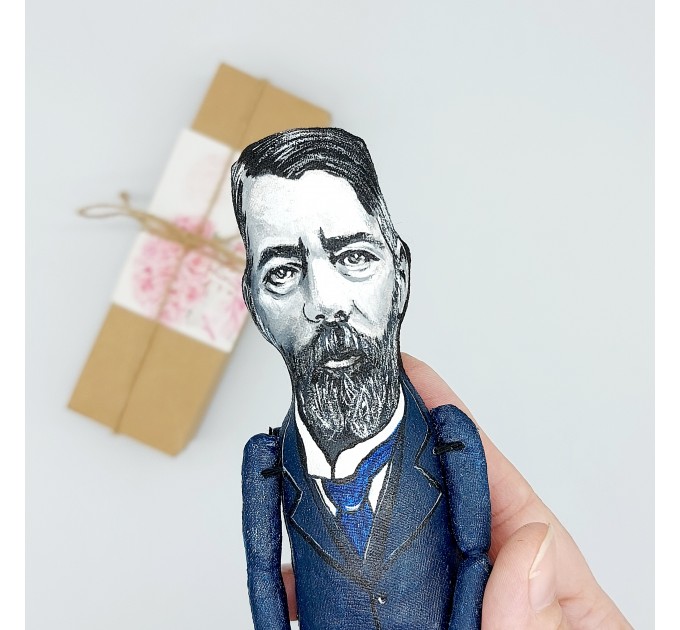 Max Weber action figure 1:12, German sociologist, historian - Gift for sociologist, history teacher gift - collectible doll + Miniature Book