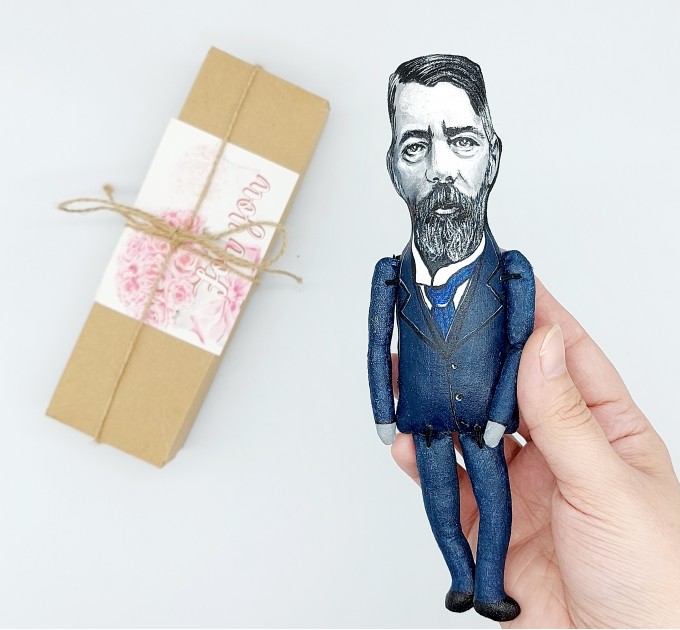 Max Weber action figure 1:12, German sociologist, historian - Gift for sociologist, history teacher gift - collectible doll + Miniature Book