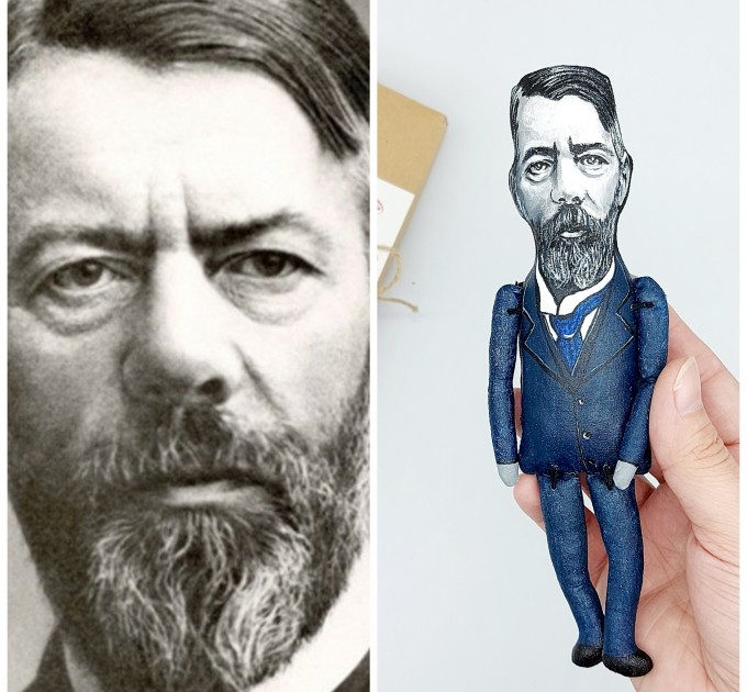 Max Weber action figure 1:12, German sociologist, historian - Gift for sociologist, history teacher gift - collectible doll + Miniature Book