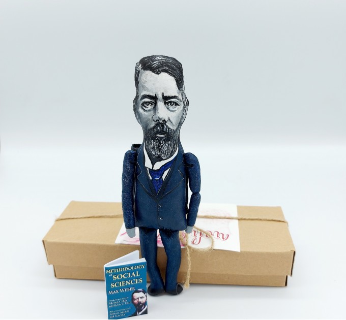 Max Weber action figure 1:12, German sociologist, historian - Gift for sociologist, history teacher gift - collectible doll + Miniature Book