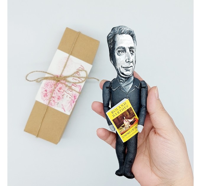 Famous French writer, philosopher - Writer Gift, library decorations, reader office art - collectible doll + Miniature Book