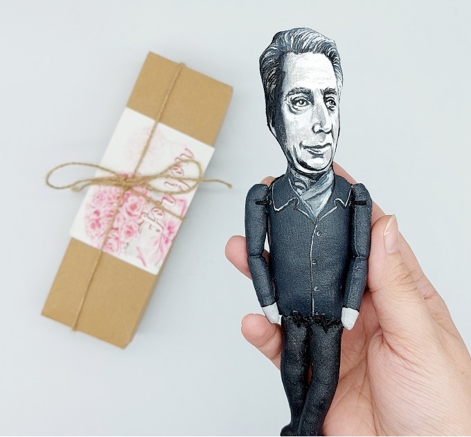 Famous French writer, philosopher - Writer Gift, library decorations, reader office art - collectible doll + Miniature Book