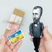 Vincent Van Gogh black & white artist action figure handmade + standing folding easel + picture - Art teacher gift