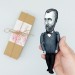 Vincent Van Gogh black & white artist action figure handmade + standing folding easel + picture - Art teacher gift