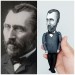 Vincent Van Gogh black & white artist action figure handmade + standing folding easel + picture - Art teacher gift