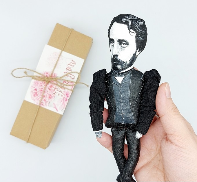 Edgar Degas famous artist action figure + standing folding easel + picture - Impressionist - Art teacher gift - collectible miniature doll hand painted