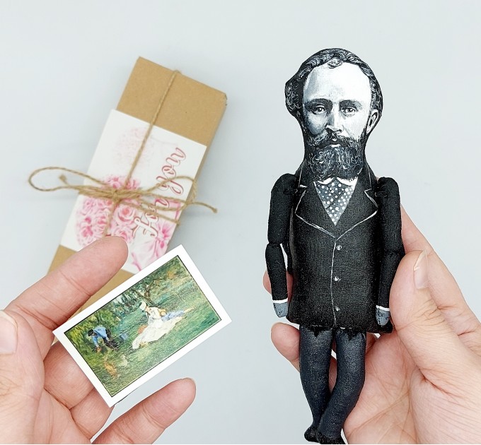 Edouard Manet famous artist action figure, French painter impressionist - Art Teacher gift - Collectible doll + standing folding easel + picture