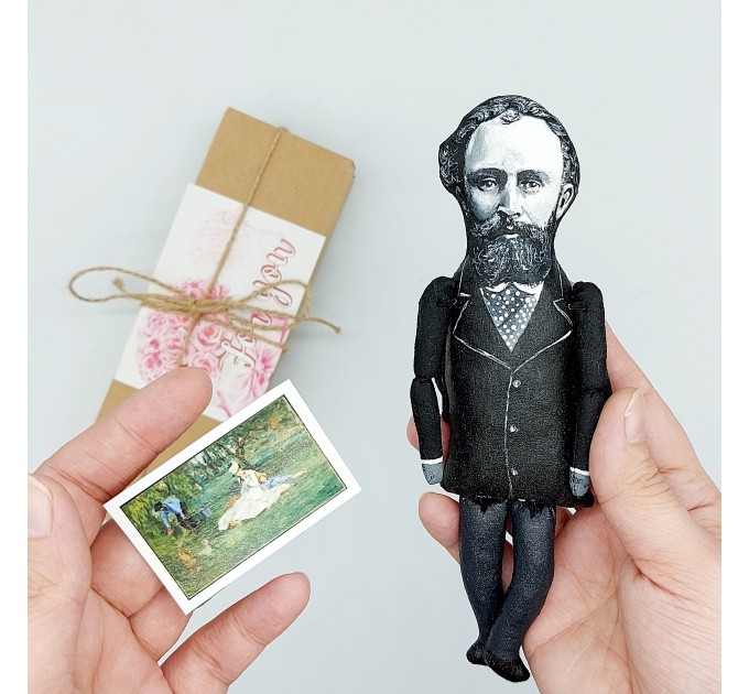 Edouard Manet famous artist action figure, French painter impressionist - Art Teacher gift - Collectible doll + standing folding easel + picture