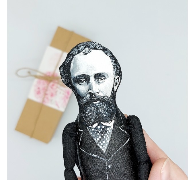 Edouard Manet famous artist action figure, French painter impressionist - Art Teacher gift - Collectible doll + standing folding easel + picture