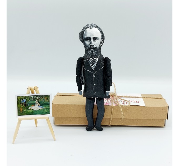 Edouard Manet famous artist action figure, French painter impressionist - Art Teacher gift - Collectible doll + standing folding easel + picture