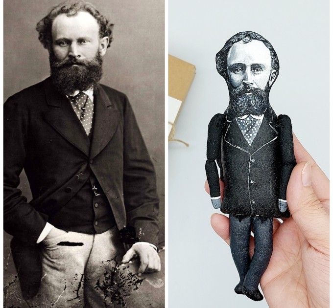 Edouard Manet famous artist action figure, French painter impressionist - Art Teacher gift - Collectible doll + standing folding easel + picture