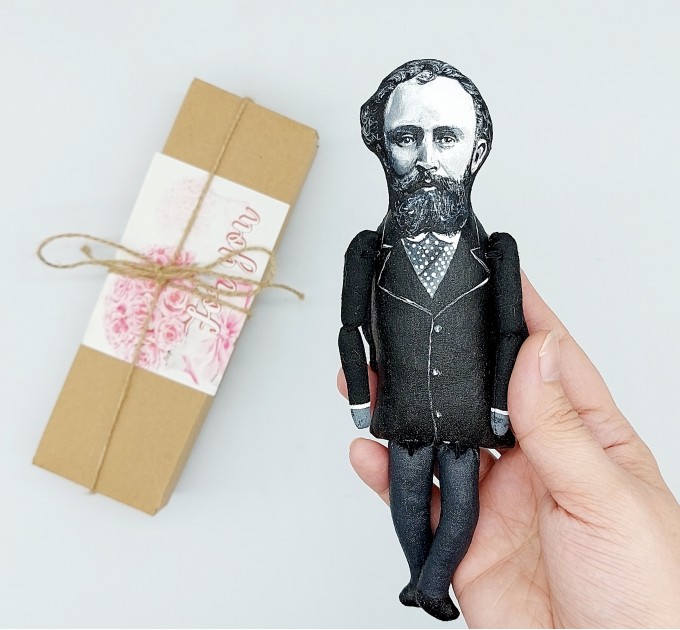 Edouard Manet famous artist action figure, French painter impressionist - Art Teacher gift - Collectible doll + standing folding easel + picture