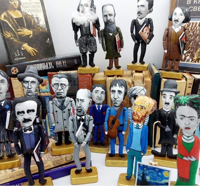 Henri Matisse famous artist action figure + standing folding easel + picture - sculptor gift, Art teacher gift - collectible miniature doll hand painted