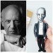 Pablo Picasso famous artist action figure, Spanish painter, sculptor Cubism - Art teacher gift - collectible doll + standing folding easel + picture