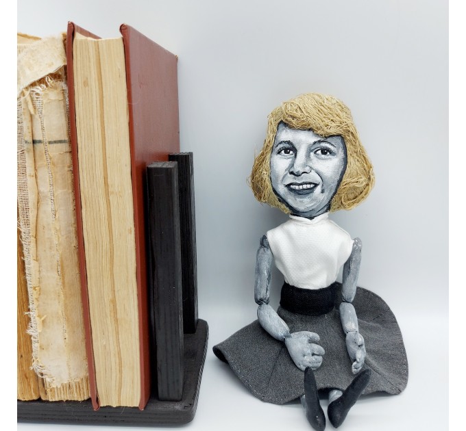 Sylvia Plath feminist women writer novelist - Literary gift for Readers & Writers - book shelf decoration - Collectible doll