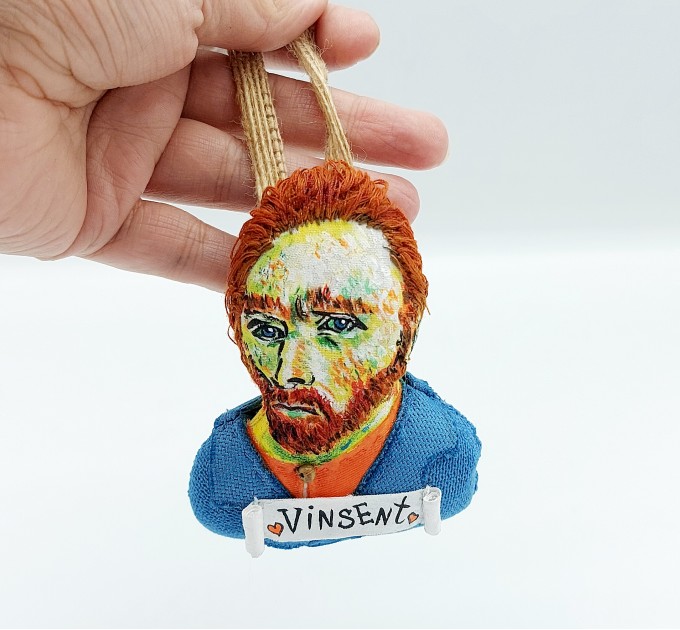 Vincent Van Gogh ornament, Christmas tree toy hand painted - Art teacher gift