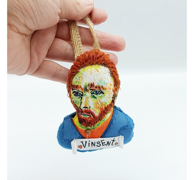 Vincent Van Gogh ornament, Christmas tree toy hand painted - Art teacher gift