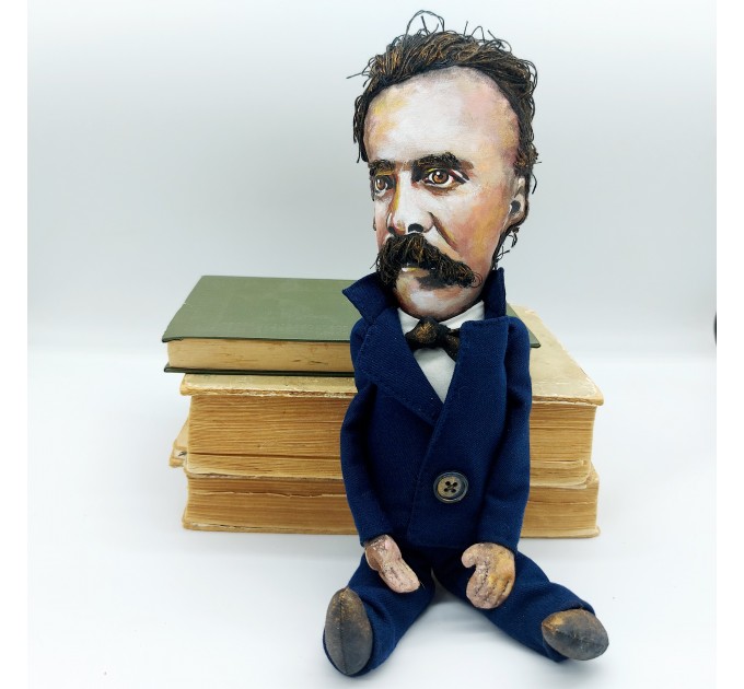 Friedrich Nietzsche German philosopher - Library decor - Collectible doll + Miniature Books 