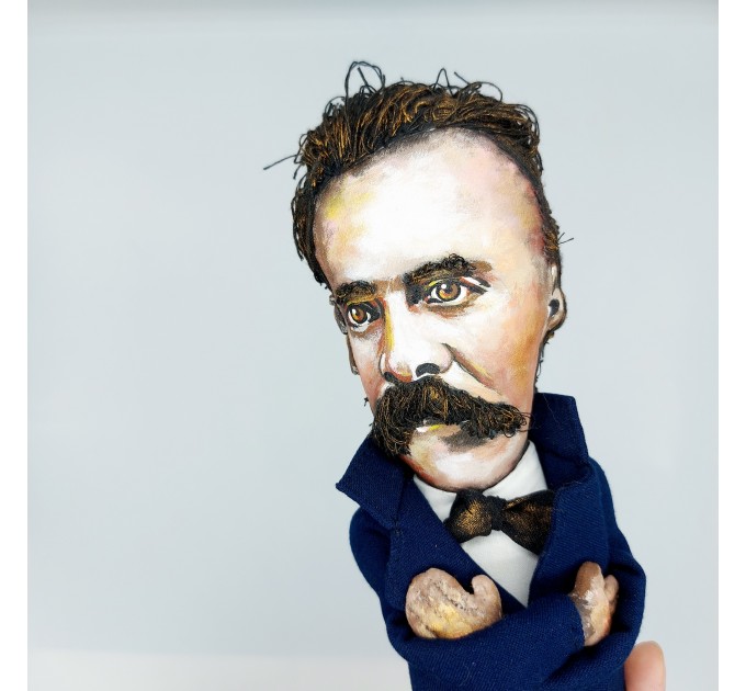 Friedrich Nietzsche German philosopher - Library decor - Collectible doll + Miniature Books 