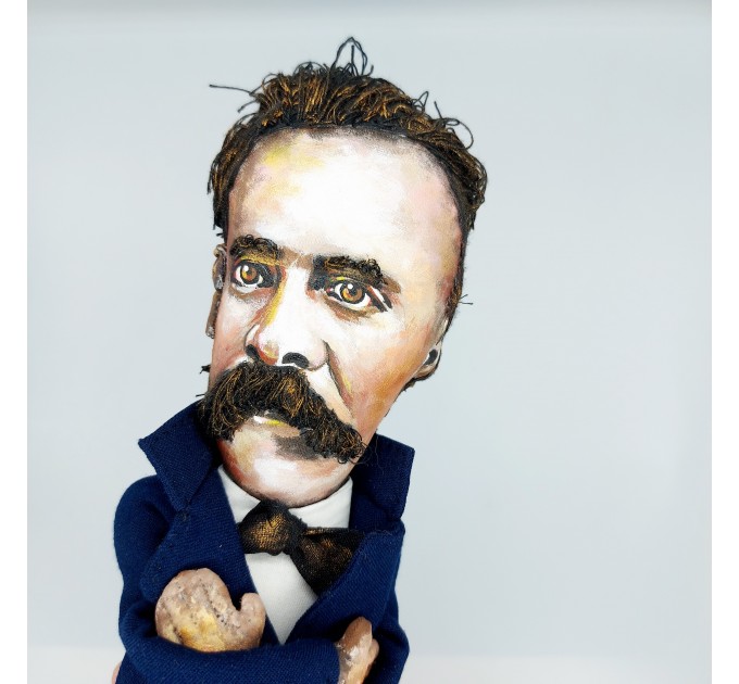 Friedrich Nietzsche German philosopher - Library decor - Collectible doll + Miniature Books 