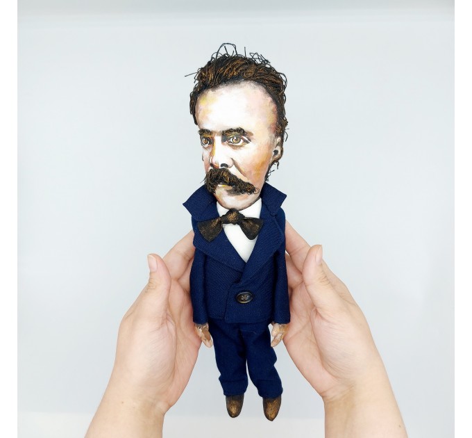 Friedrich Nietzsche German philosopher - Library decor - Collectible doll + Miniature Books 