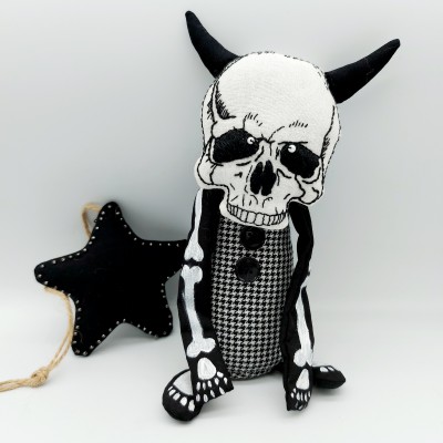 Skeleton doll, primitive handmade toy - Halloween decoration