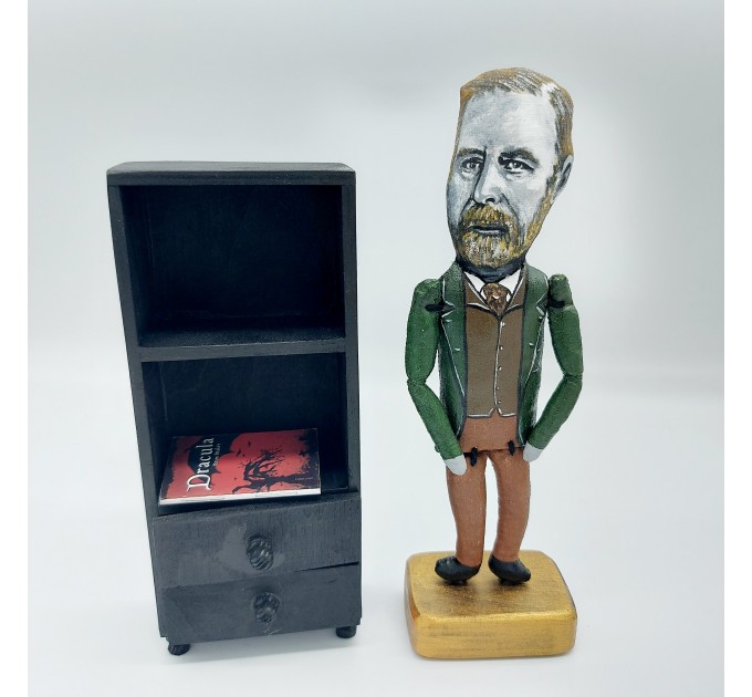 BramStoker Irish story writer, Gothic literature - gift for book lovers ornament - Collectible figurine + Miniature Book