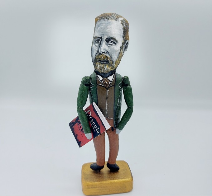 BramStoker Irish story writer, Gothic literature - gift for book lovers ornament - Collectible figurine + Miniature Book