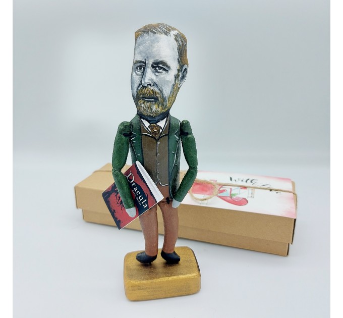 BramStoker Irish story writer, Gothic literature - gift for book lovers ornament - Collectible figurine + Miniature Book