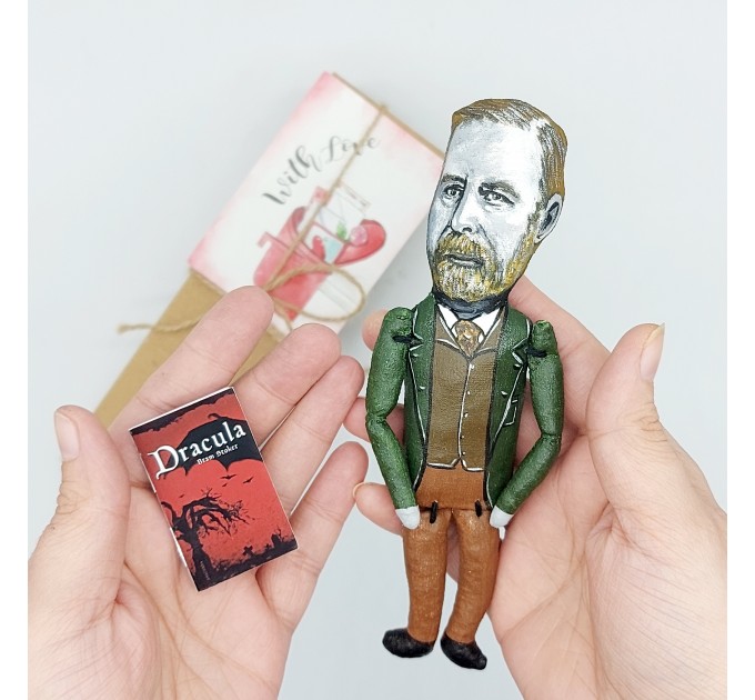 BramStoker Irish story writer, Gothic literature - gift for book lovers ornament - Collectible figurine + Miniature Book