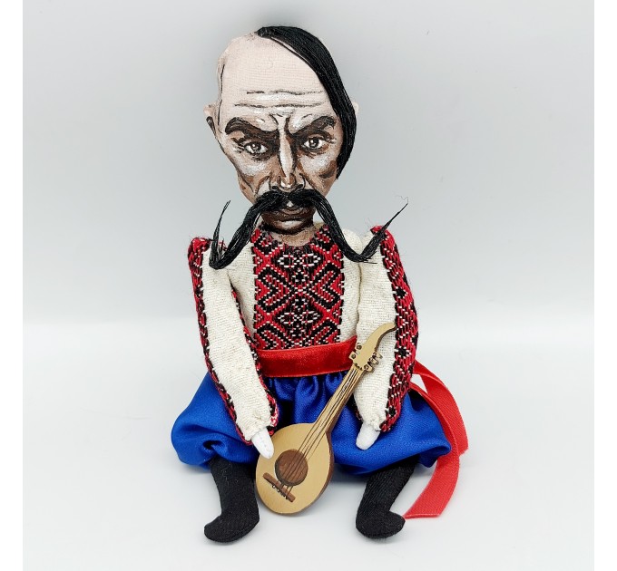 Ukrainian Cossack ( Kozak ) with Kobza, Ukrainian soldier - Collectible figurine hand painted