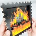 moscow fire 1812, moskva on fire - framed wooden sign with wooden gears - Ukrainian shop, Ukrainian artist